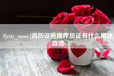 阜阳消防设施操作员证有什么用途百度
