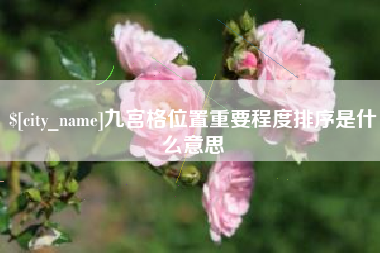 阜阳九宫格位置重要程度排序是什么意思