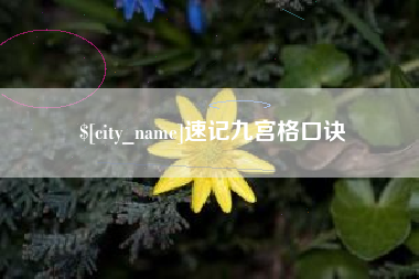 阜阳速记九宫格口诀